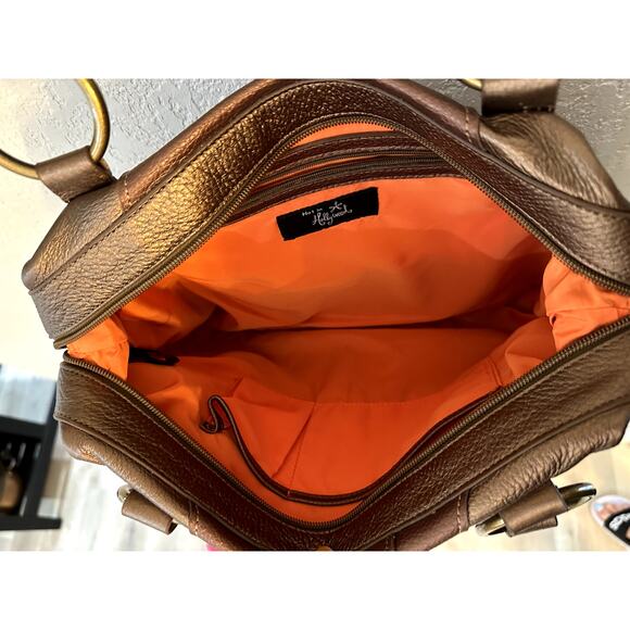 Y2K Hot in Hollywood Bronze Leather Shoulder Bag – Studded Patchwork Style - Picture 4 of 4